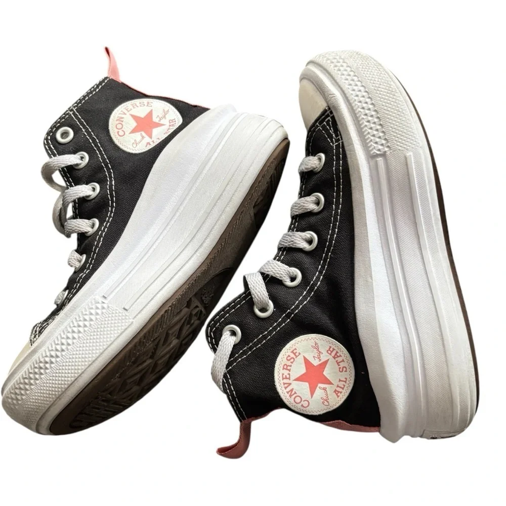 Converse Girls Black and Coral platform High-Tops Sneakers Size 11
